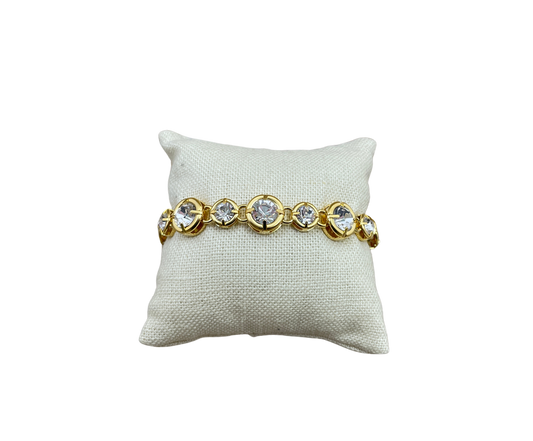 Gold Plated and Swarovski Crystal Bracelet 7.5" With Toggle Closure