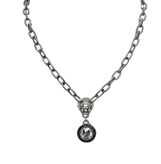 Sterling Plated Reproduction Crystal Necklace