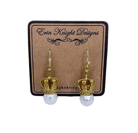 Faux Pearl Crown Earrings