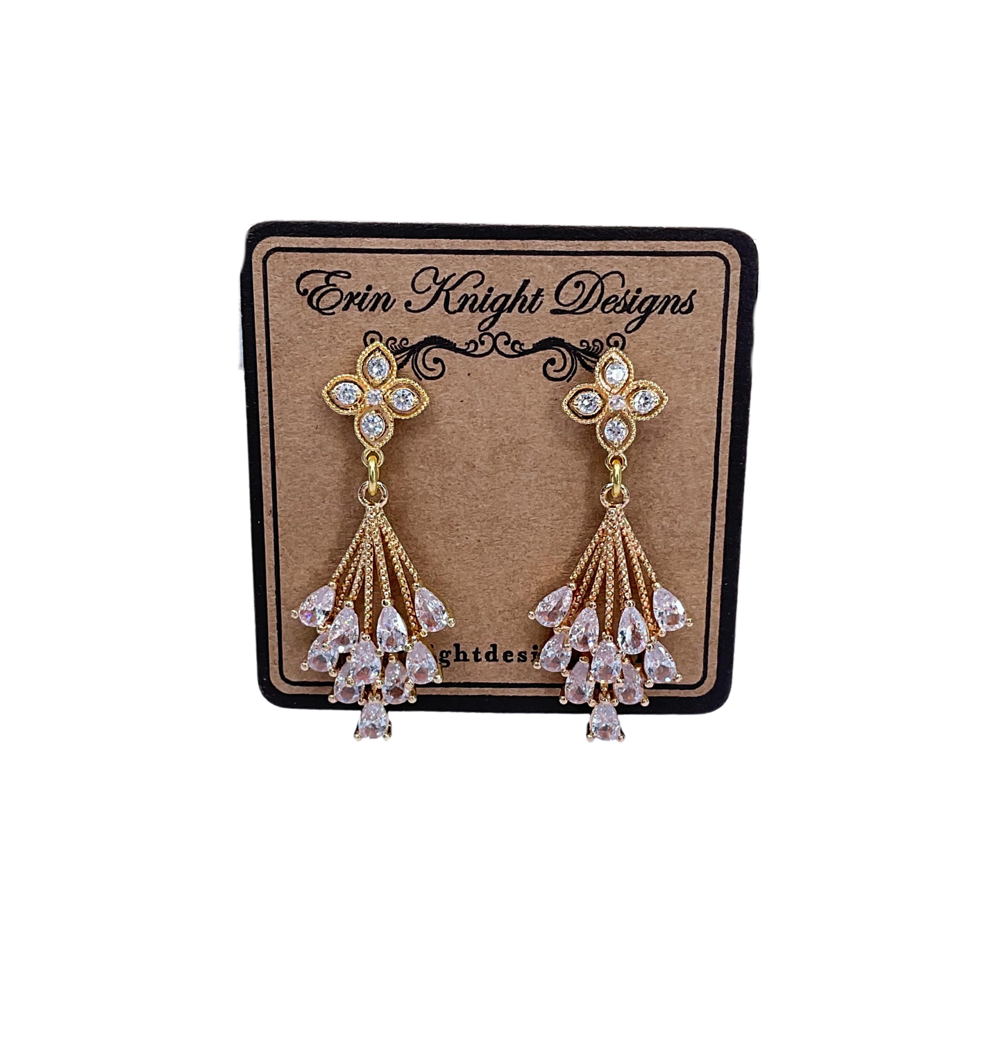 CZ Fan Drop Earrings