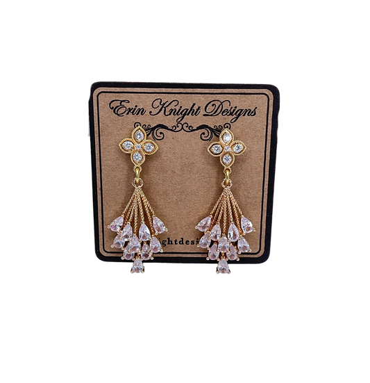 CZ Fan Drop Earrings