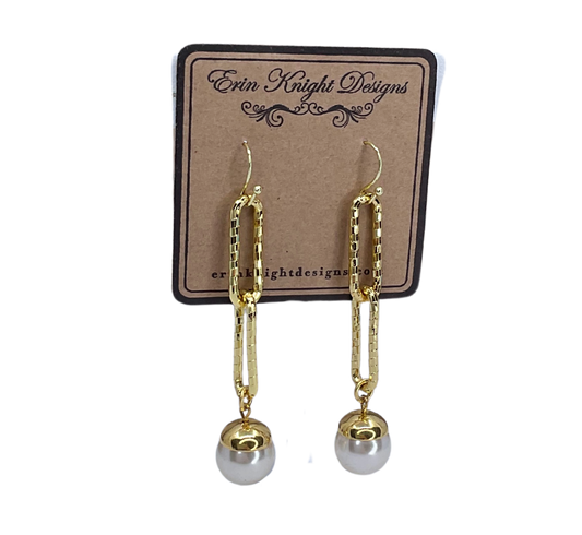 Chain and Pearl Earrings