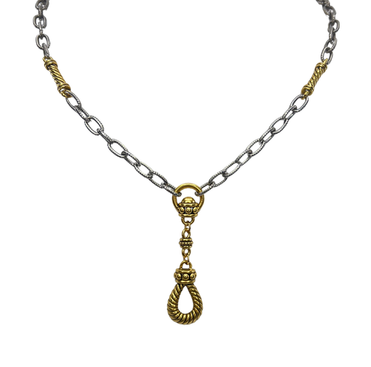 Mixed Metal Plated Reproduction Rope Necklace