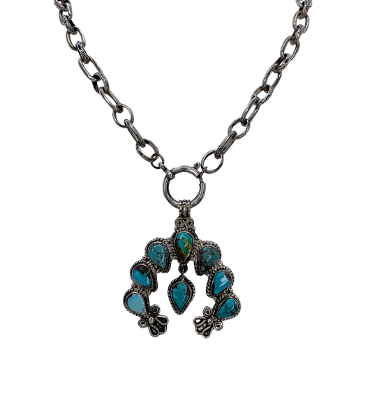 Small Turquoise Squash Blossom Necklace