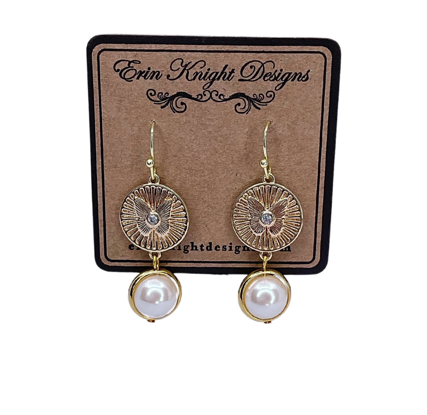 Butterfly and Vintage Pearl Earrings