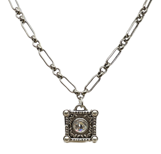 Sterling Plated 18" Chain with Swarovski Crystal Pendant