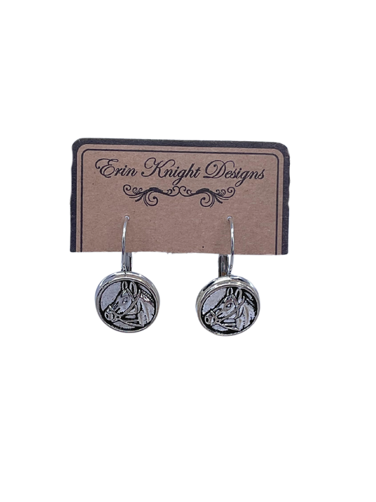 Silver Tone Horse Earrings