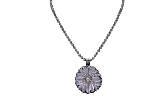 Pink Mother of Pearl Flower Necklace