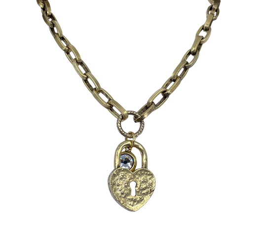 Gold and Silver lock necklace
