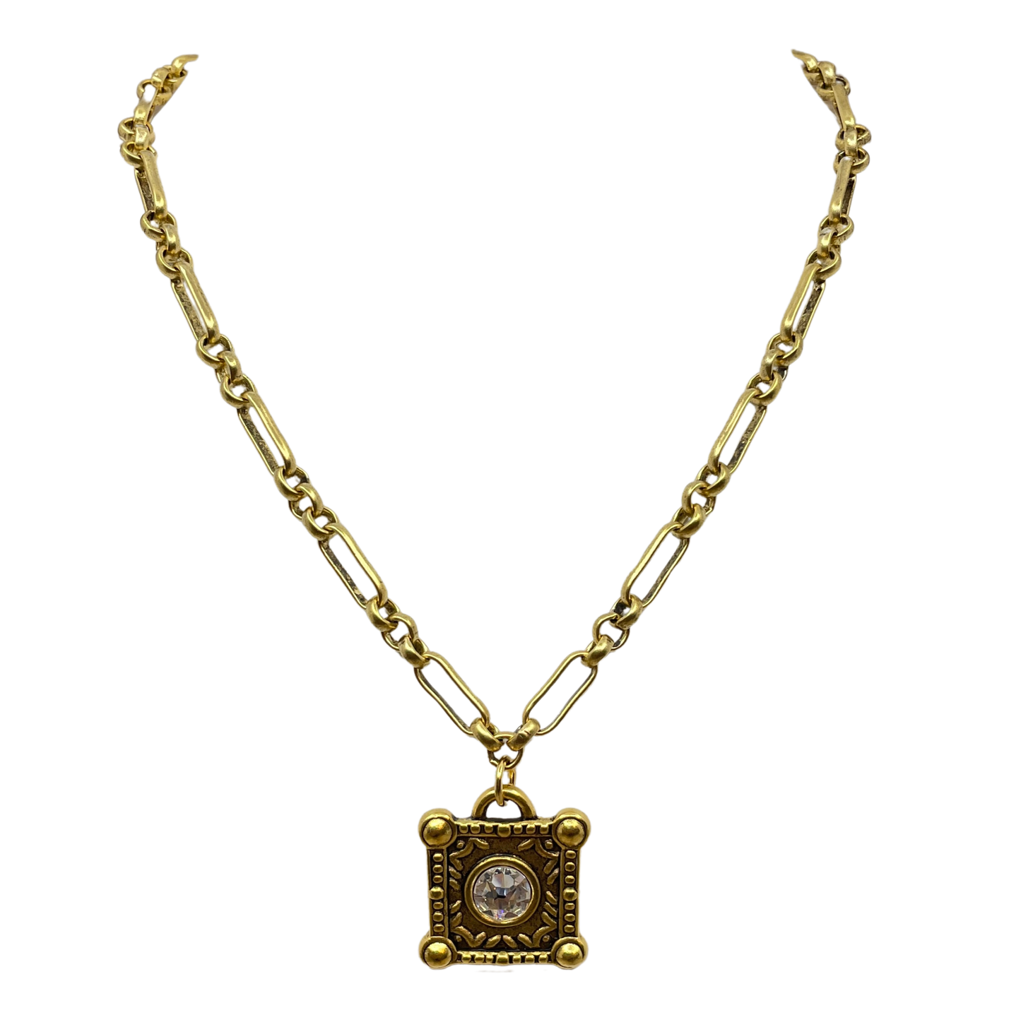 Gold Plated 18" Chain with Swarovski Crystal Pendant