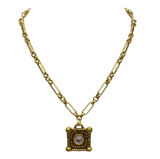 Gold Plated 18" Chain with Swarovski Crystal Pendant