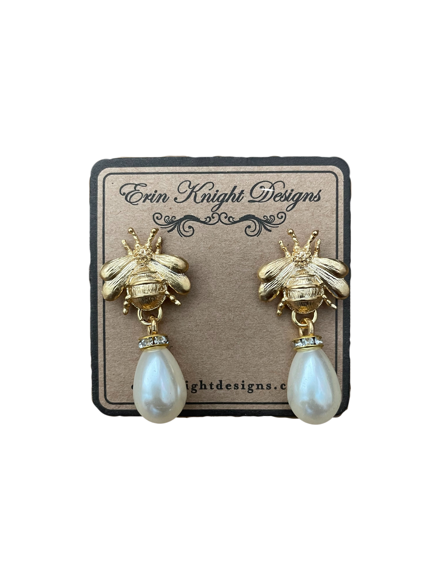 Gold Bee w/Pearl Earrings