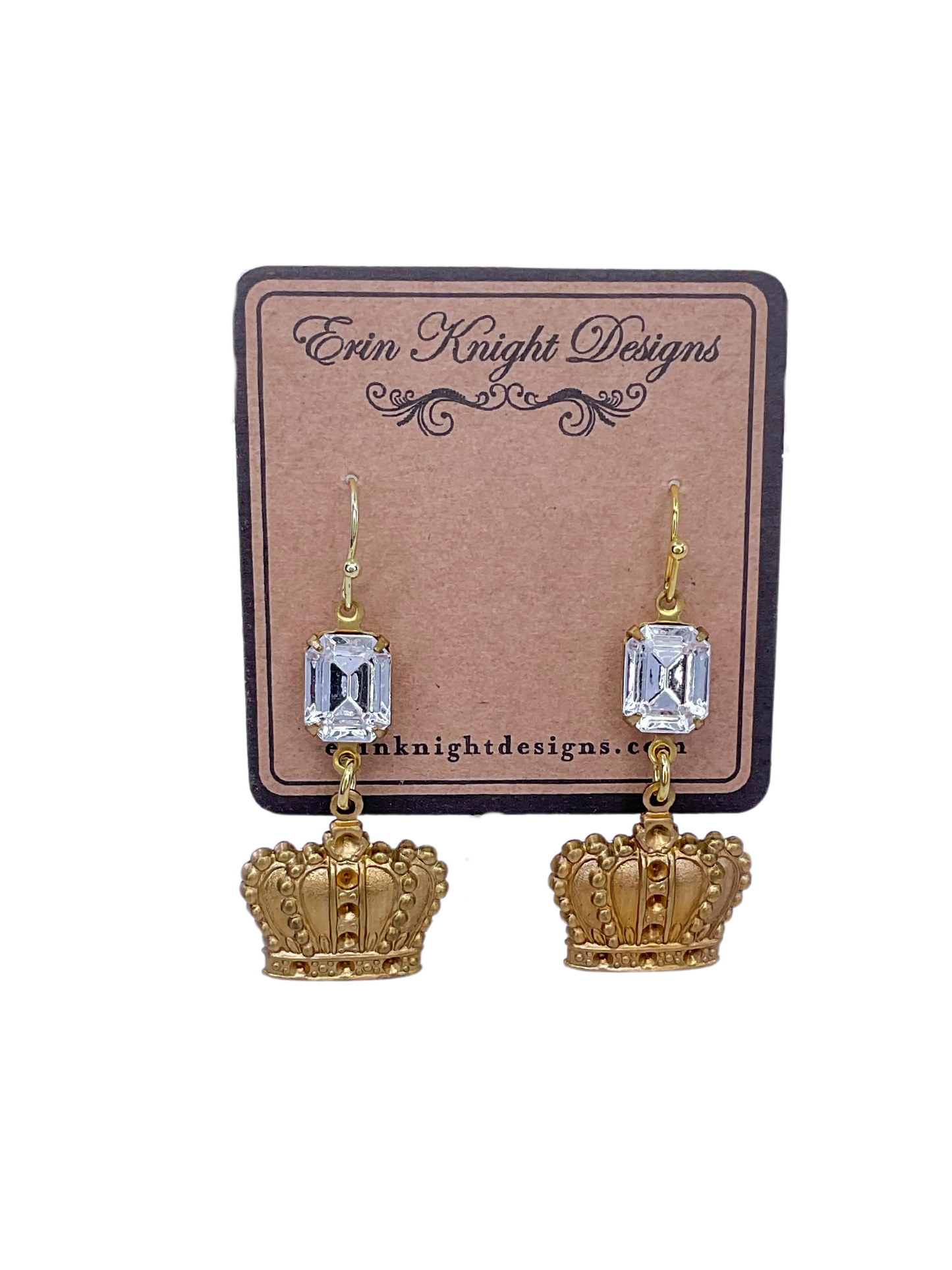 Vintage Rhinestone Crown Earrings