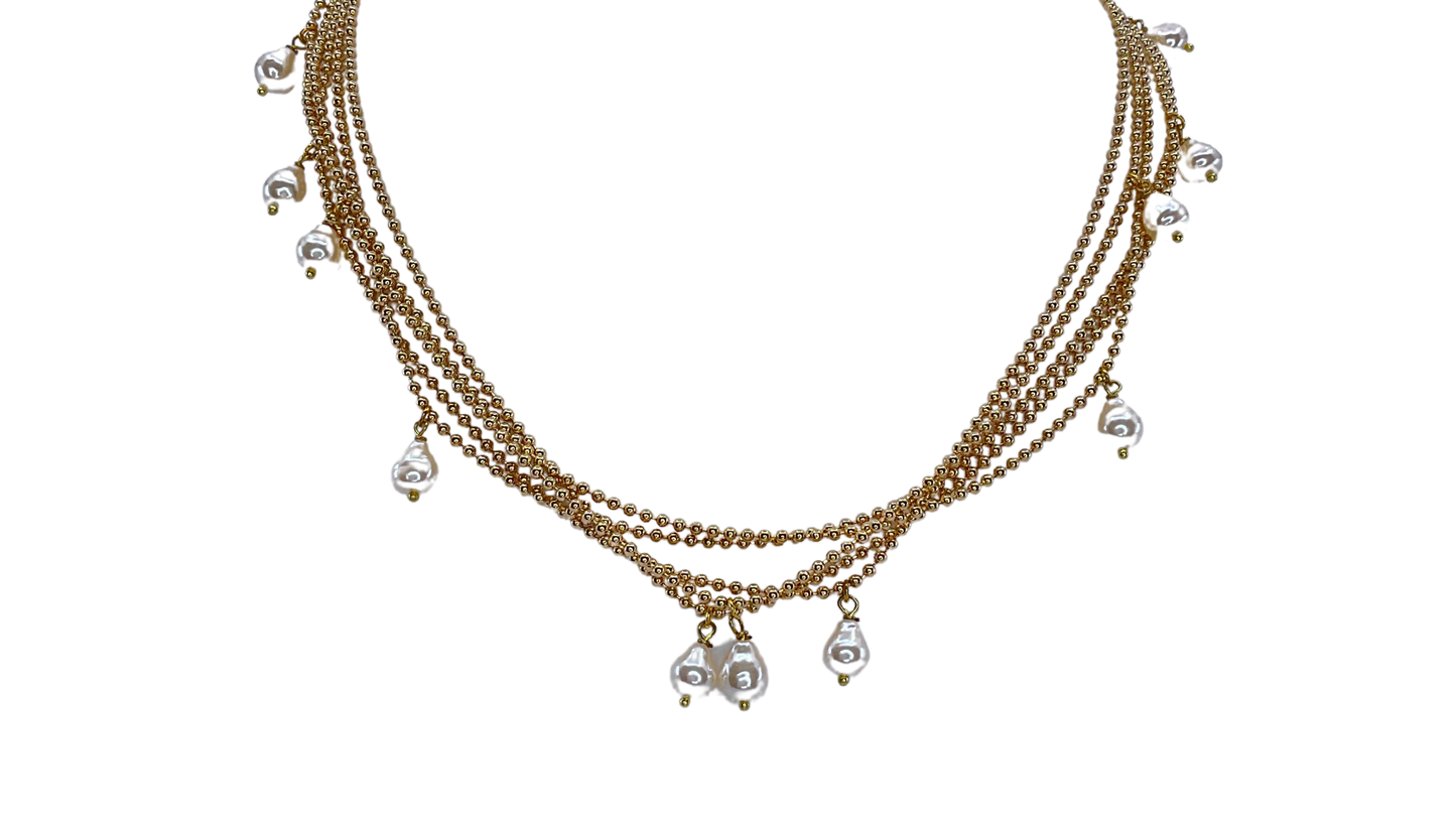 Vintage Gold Plated Chain with Miriam Haskell Pearl Drops