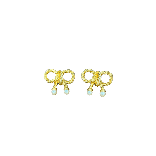 Matte Gold Bow Earrings