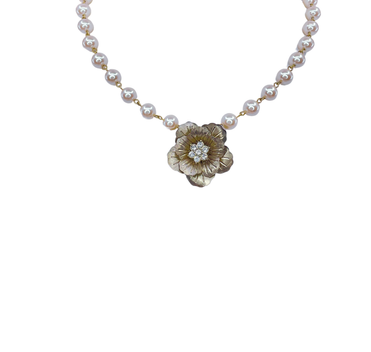 Rhinestone Flower Necklace