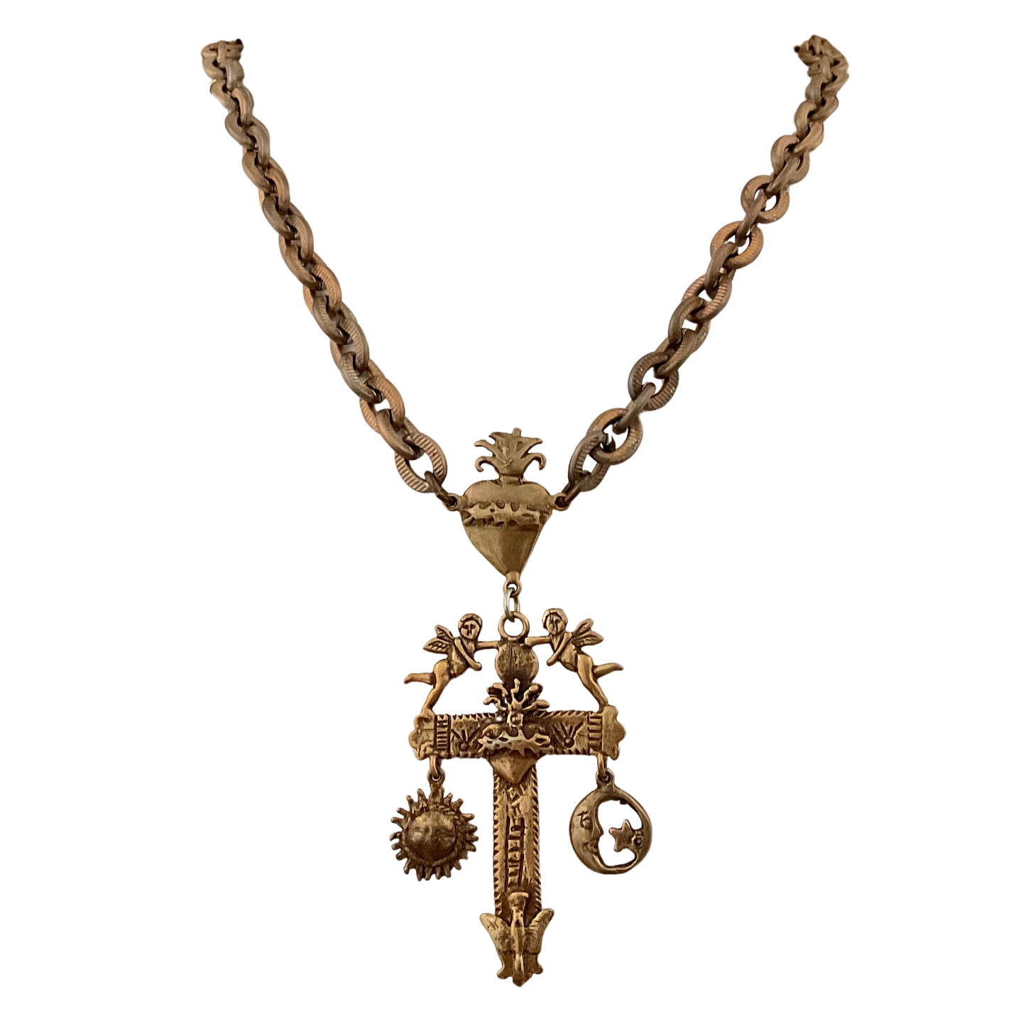 Antique Brass Chain with Cross Pendant 18"