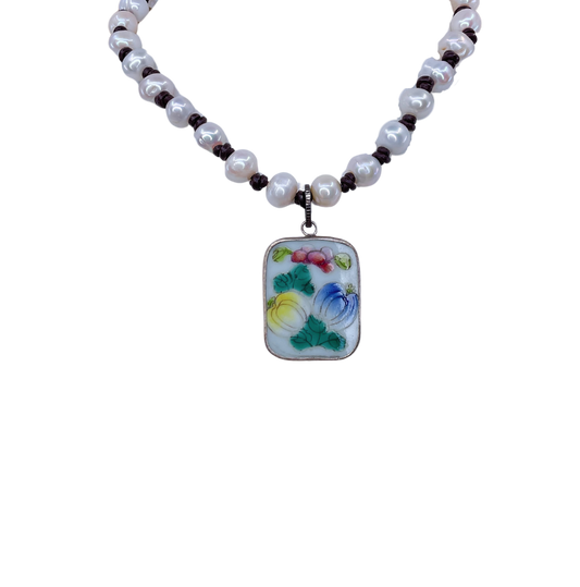 Hand Painted Porcelain Necklace