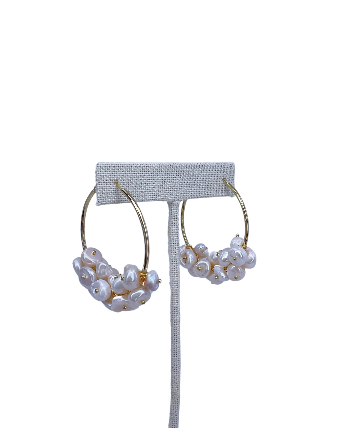 Pearl Cluster Hoop Earrings