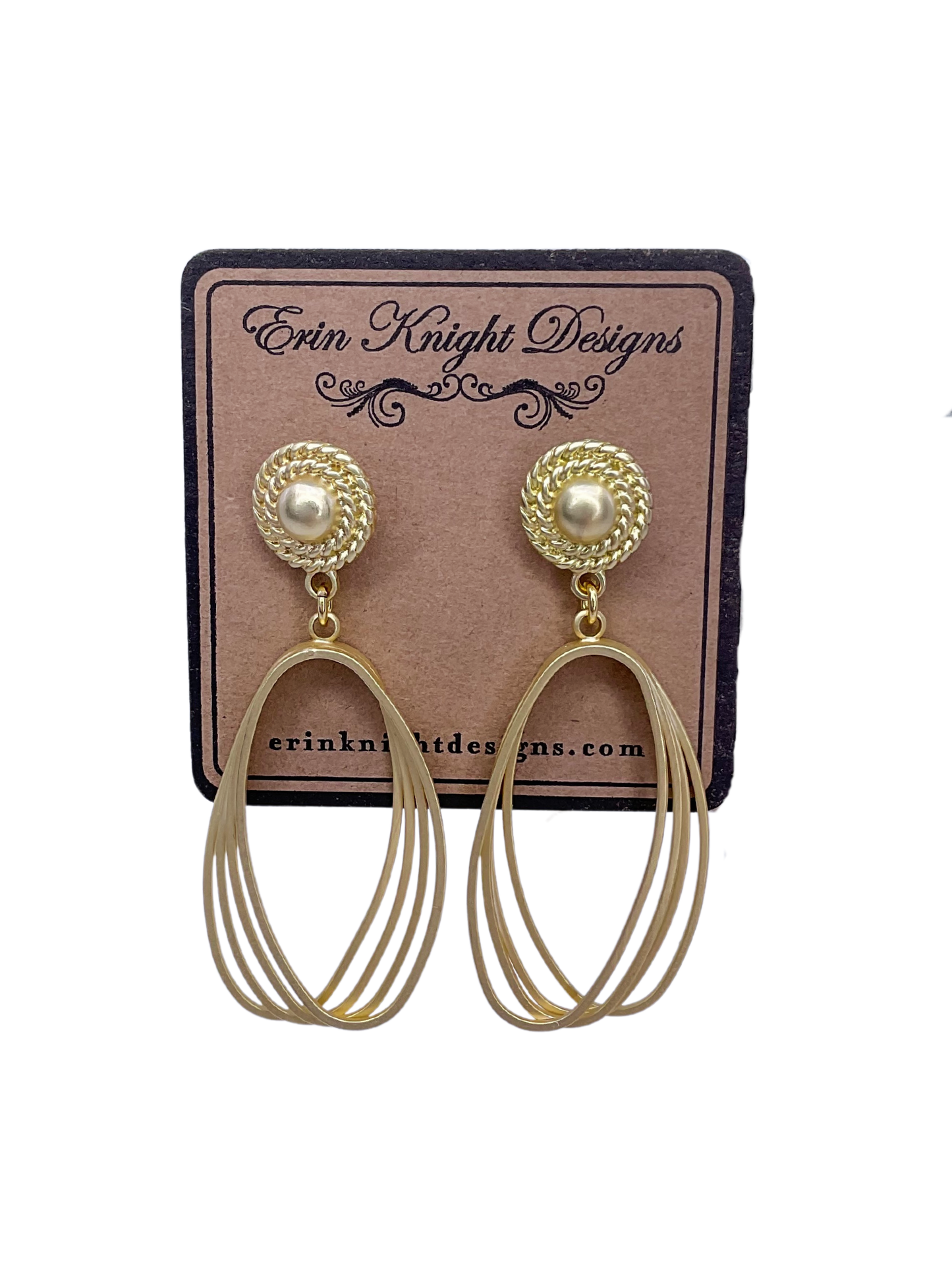 Matte Gold Elongated Hoop Earrings