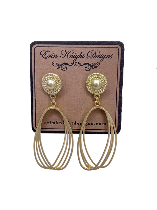 Matte Gold Elongated Hoop Earrings