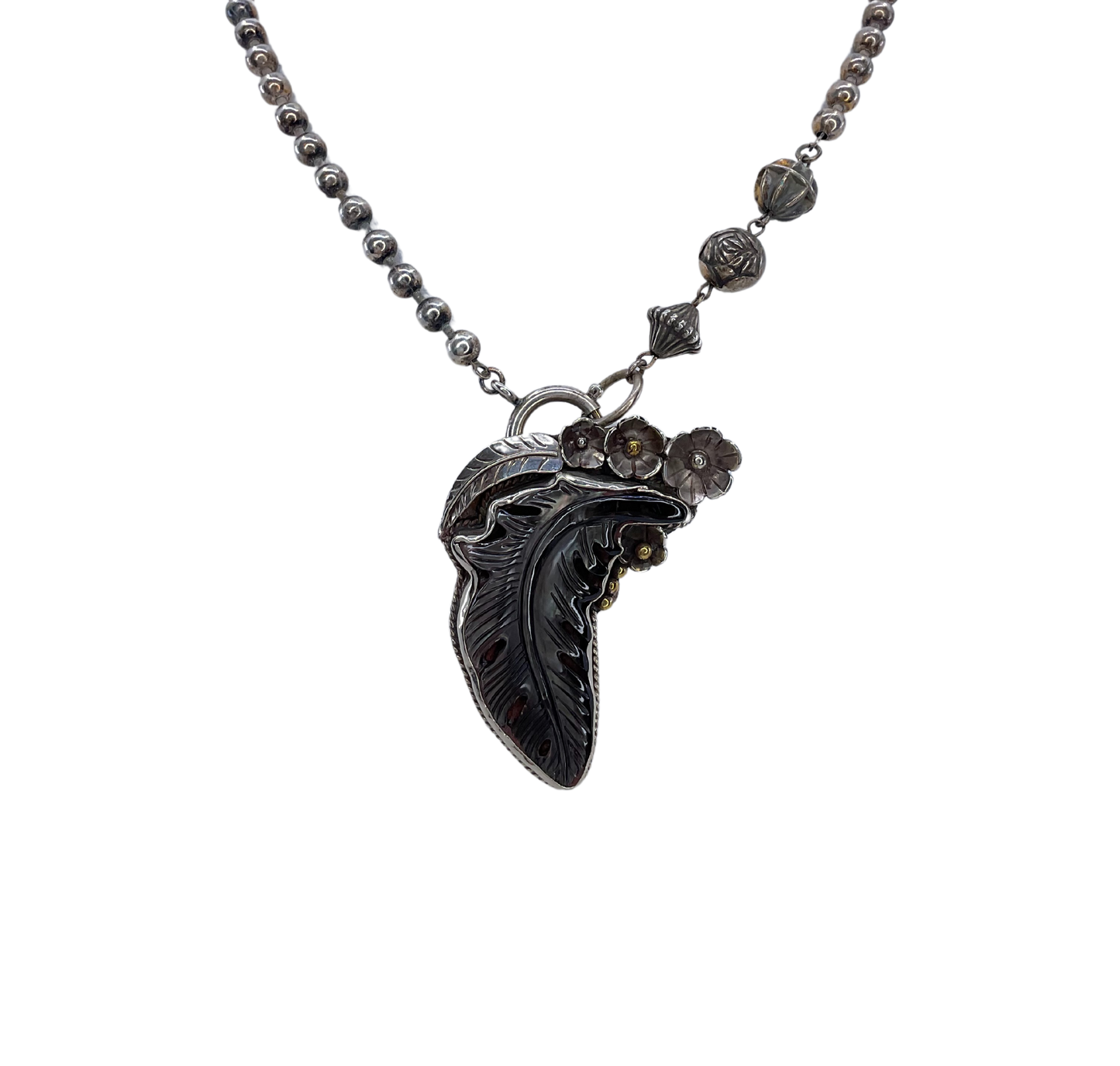 Onyx Feather Necklace