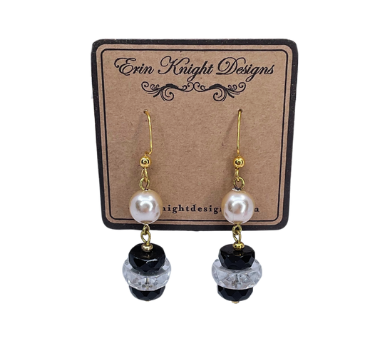 Vintage Czech Glass and Faux Pearl Earrings