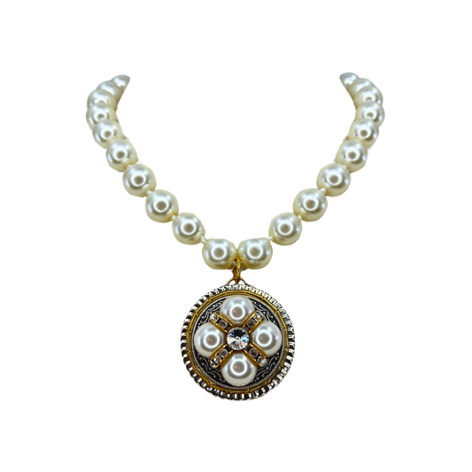 Vintage Repurposed Pearl & Rhinestone Necklace