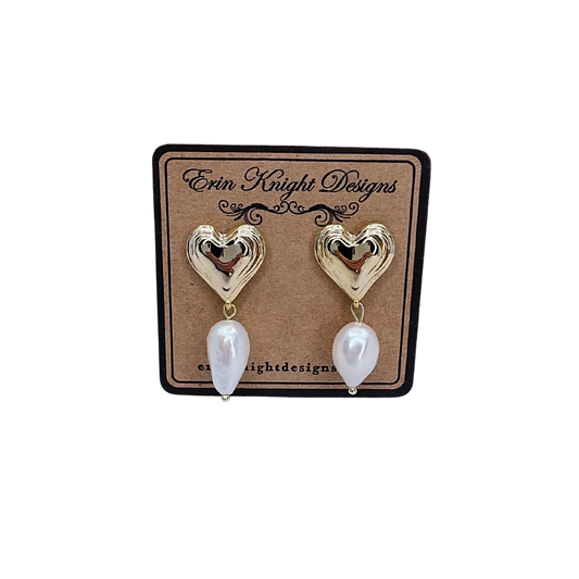 Heart and Pearl Earrings