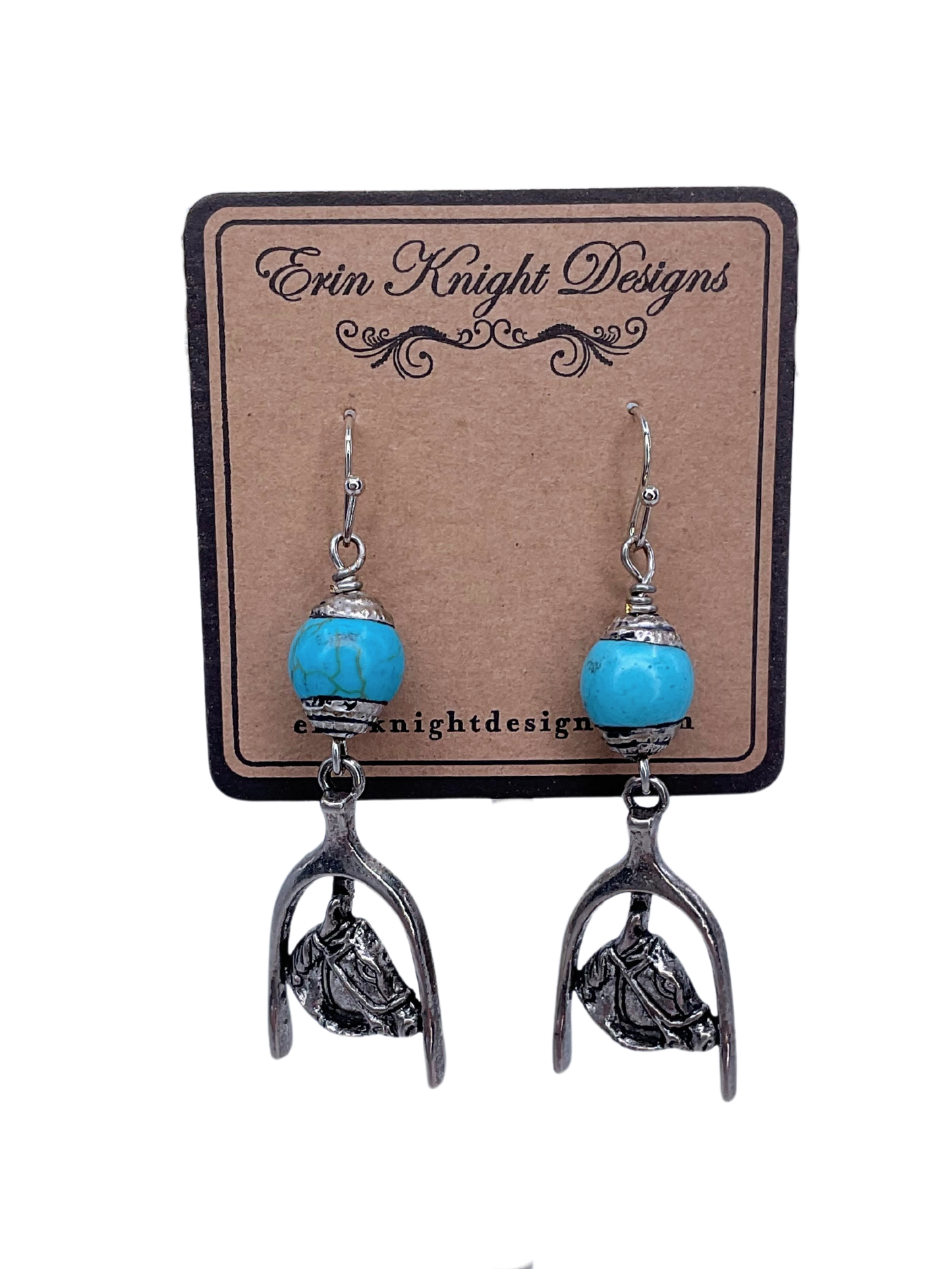 Turquoise Horse Earrings