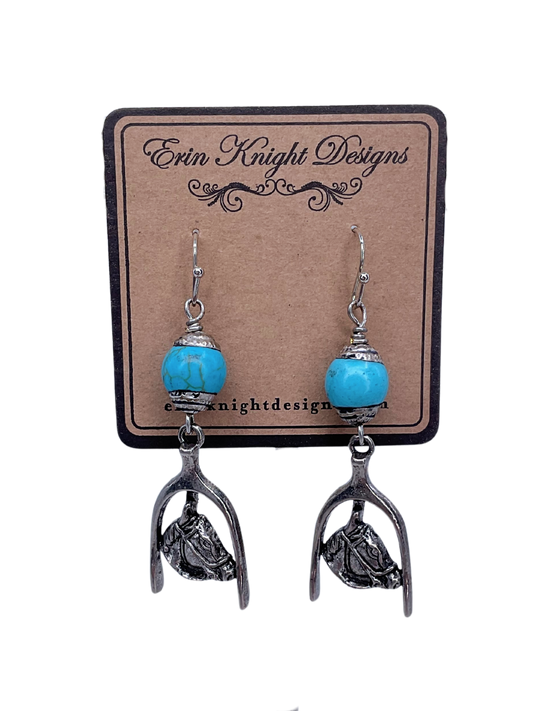 Turquoise Horse Earrings