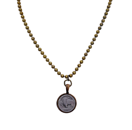 Vintage Bead Chain with Buffalo Nickel pendant