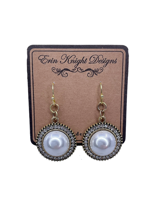 Faux Pearl and Rhinestone Earrings