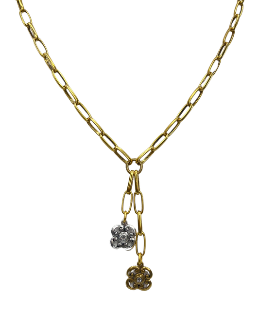 Gold and Silver Plated Flower Lariat