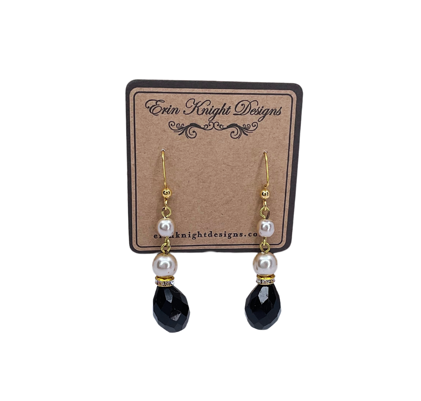 Vintage Black and Faux Pearl Earrings