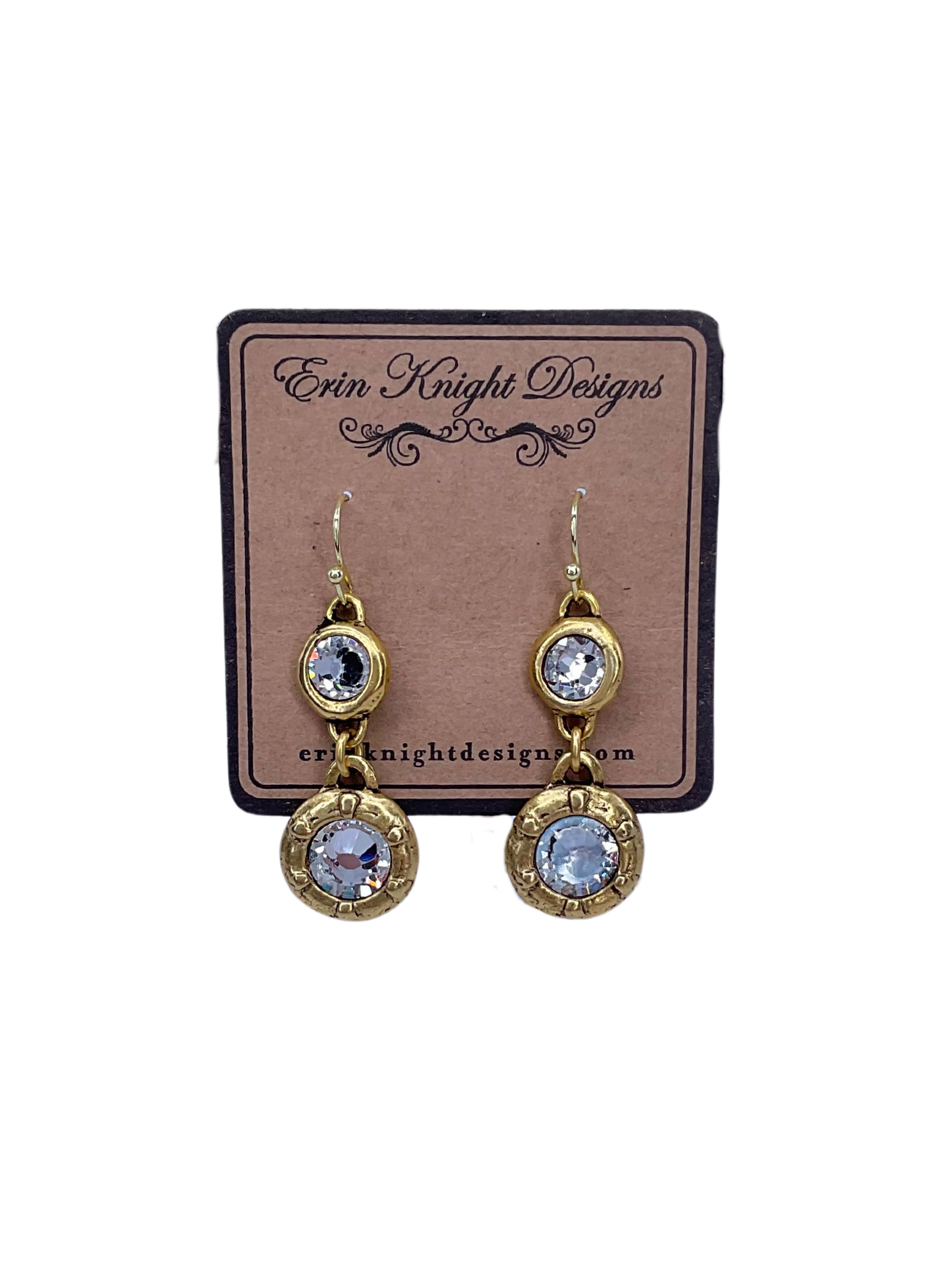 Gold Plated Double Swarovski Crystal Earrings