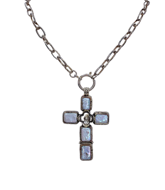 Mother of Pearl Cross Necklace