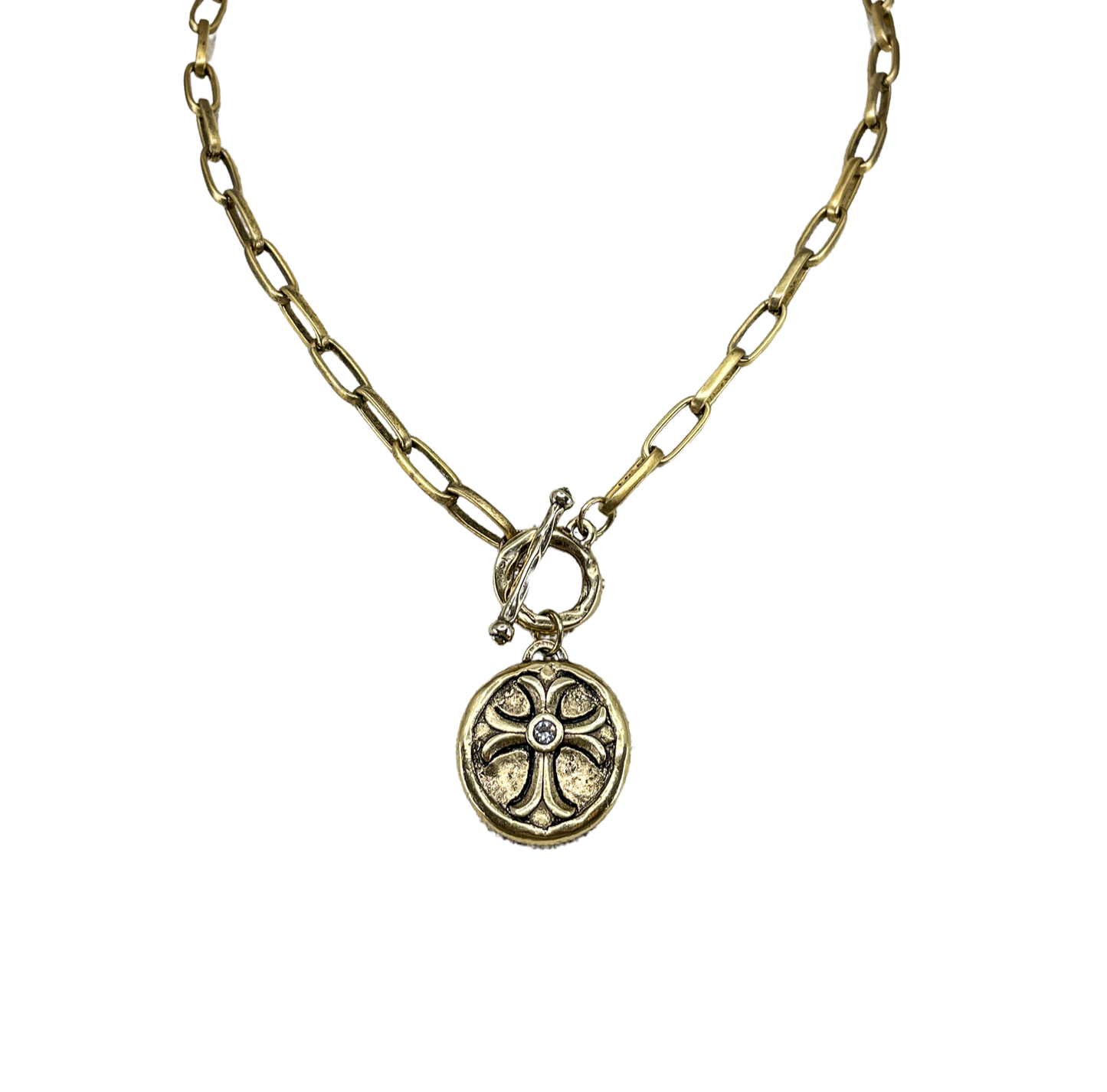 Vintage Gold Cross Medallion Necklace