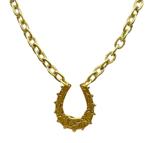 Vintage Reproduction Gold Plated 18" Chain with Horseshoe Pendant