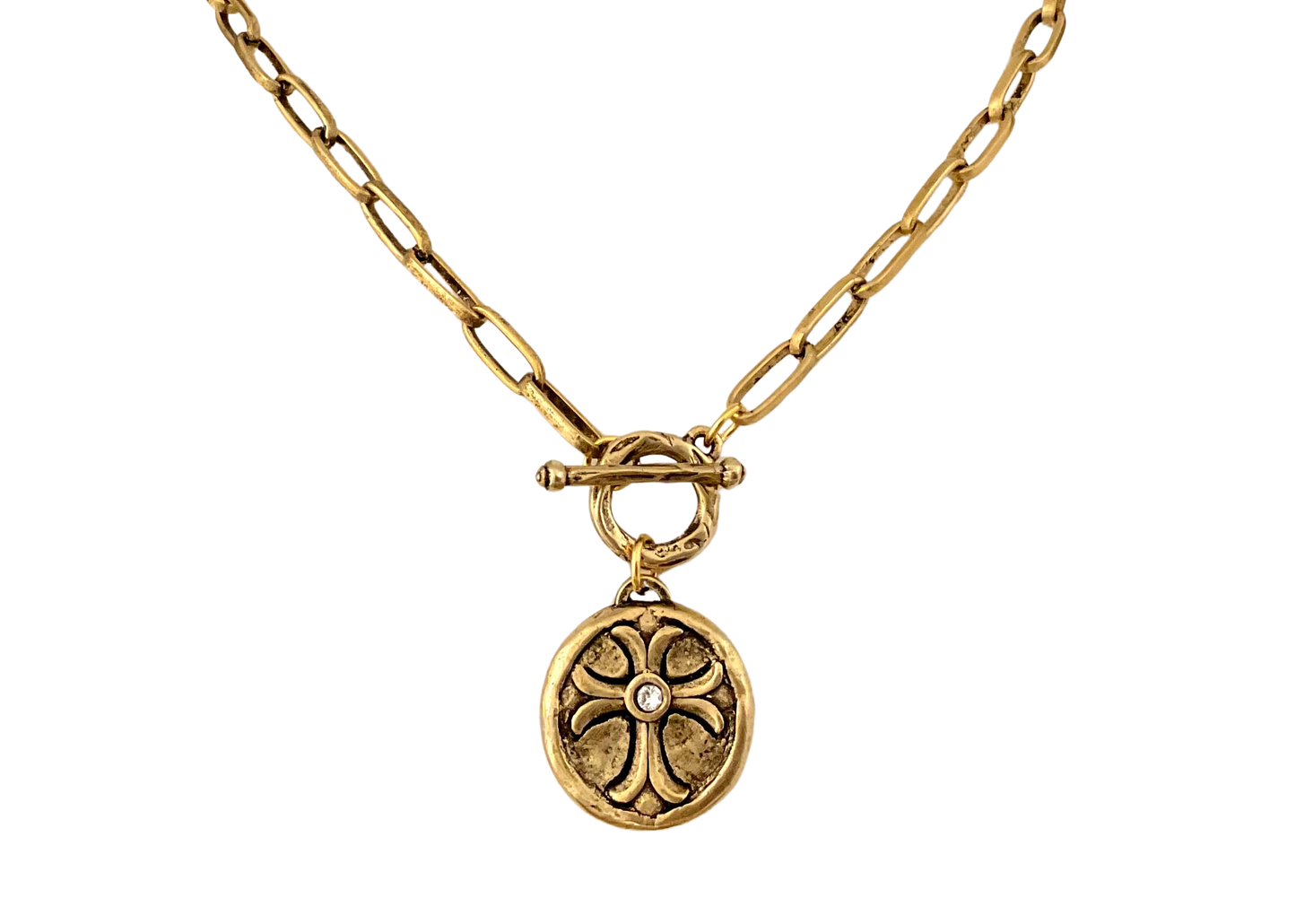 Vintage Gold Plated Chain with Vintage Cross Pendant