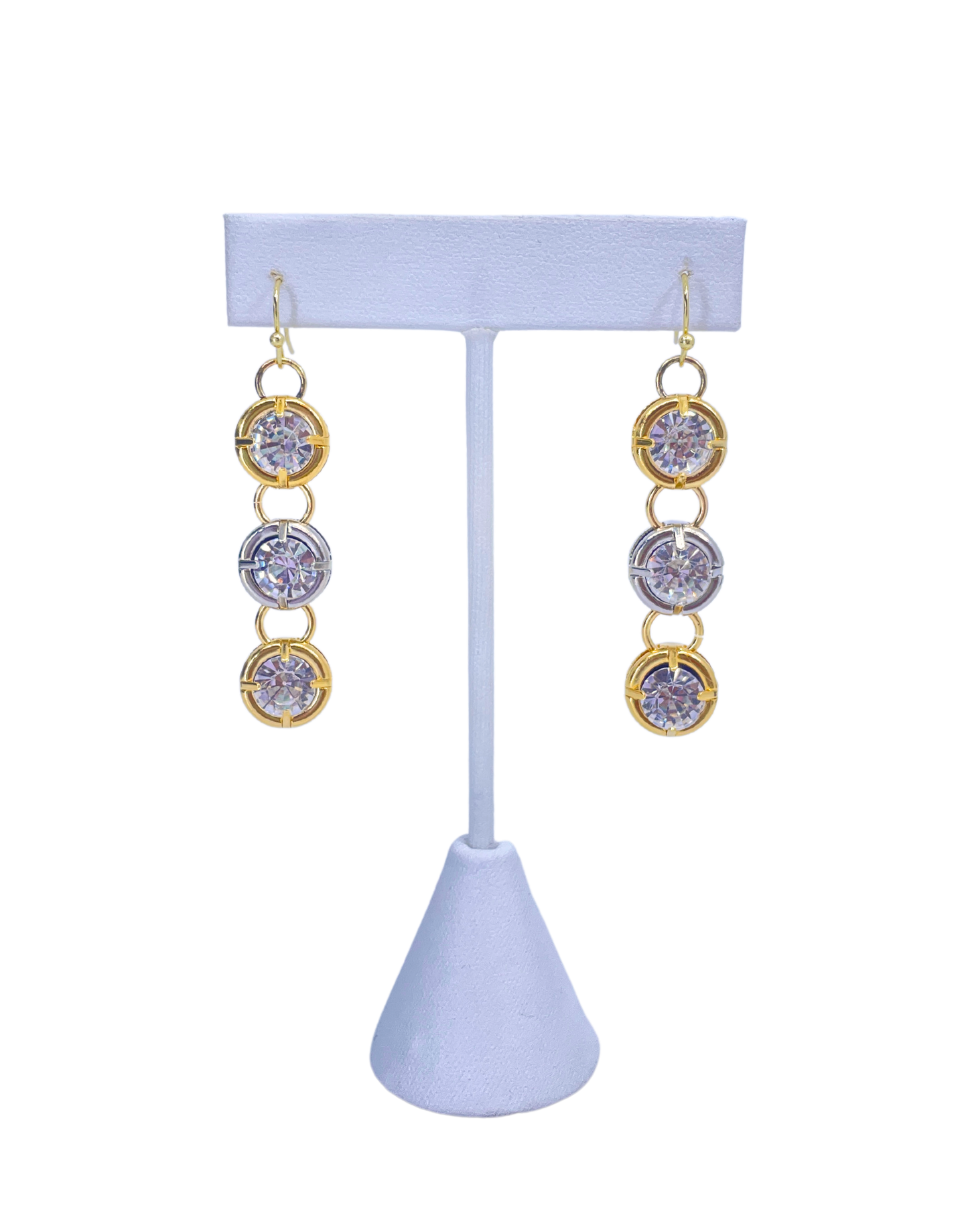 Reproduction Triple Swarovski Crystal Drop Earrings