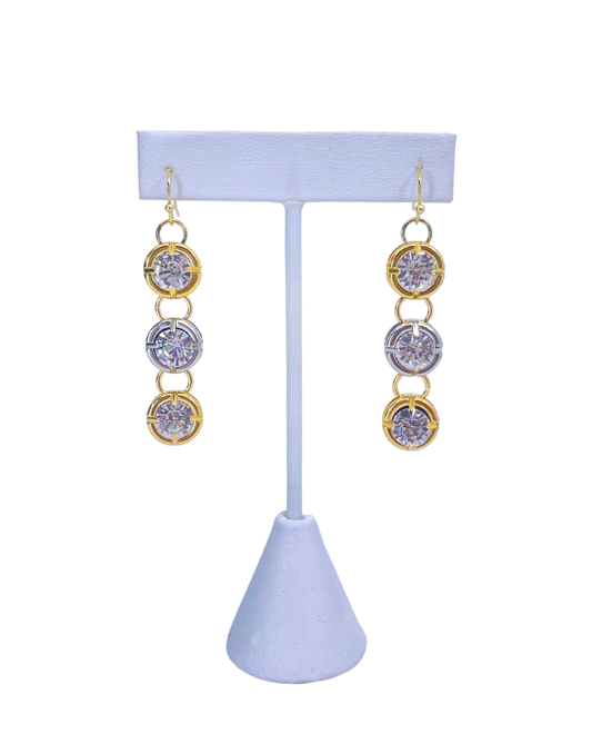 Reproduction Triple Swarovski Crystal Drop Earrings