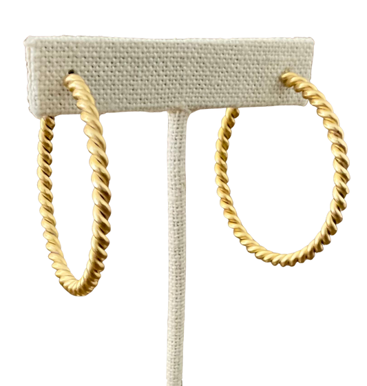 Gold Plated Vintage Rope Hoop Earrings