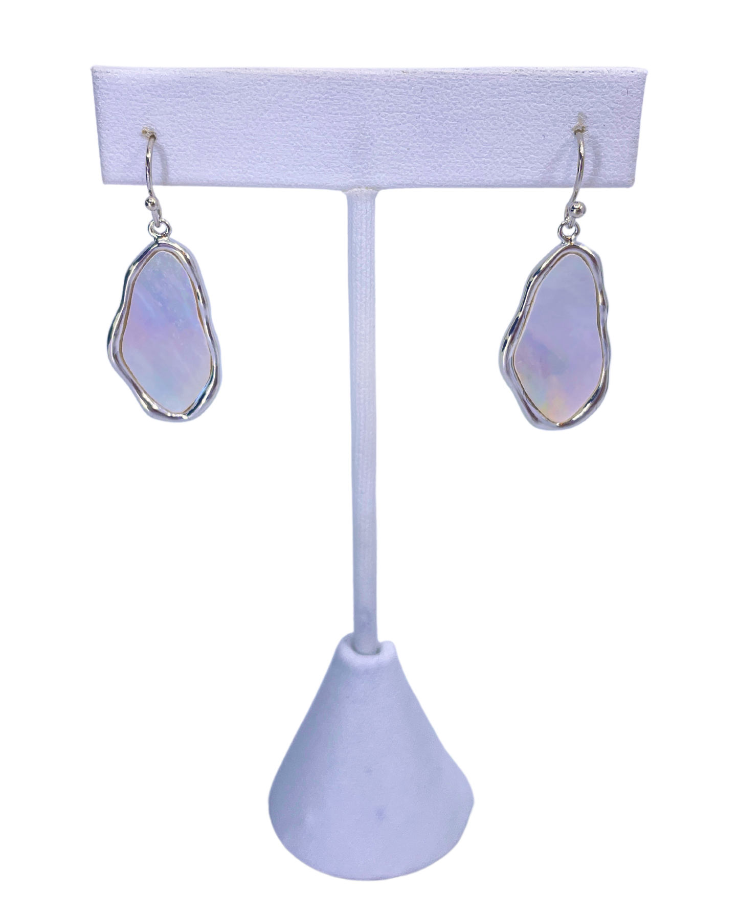 Flat Mother of Pearl & Silver Plated Earrings