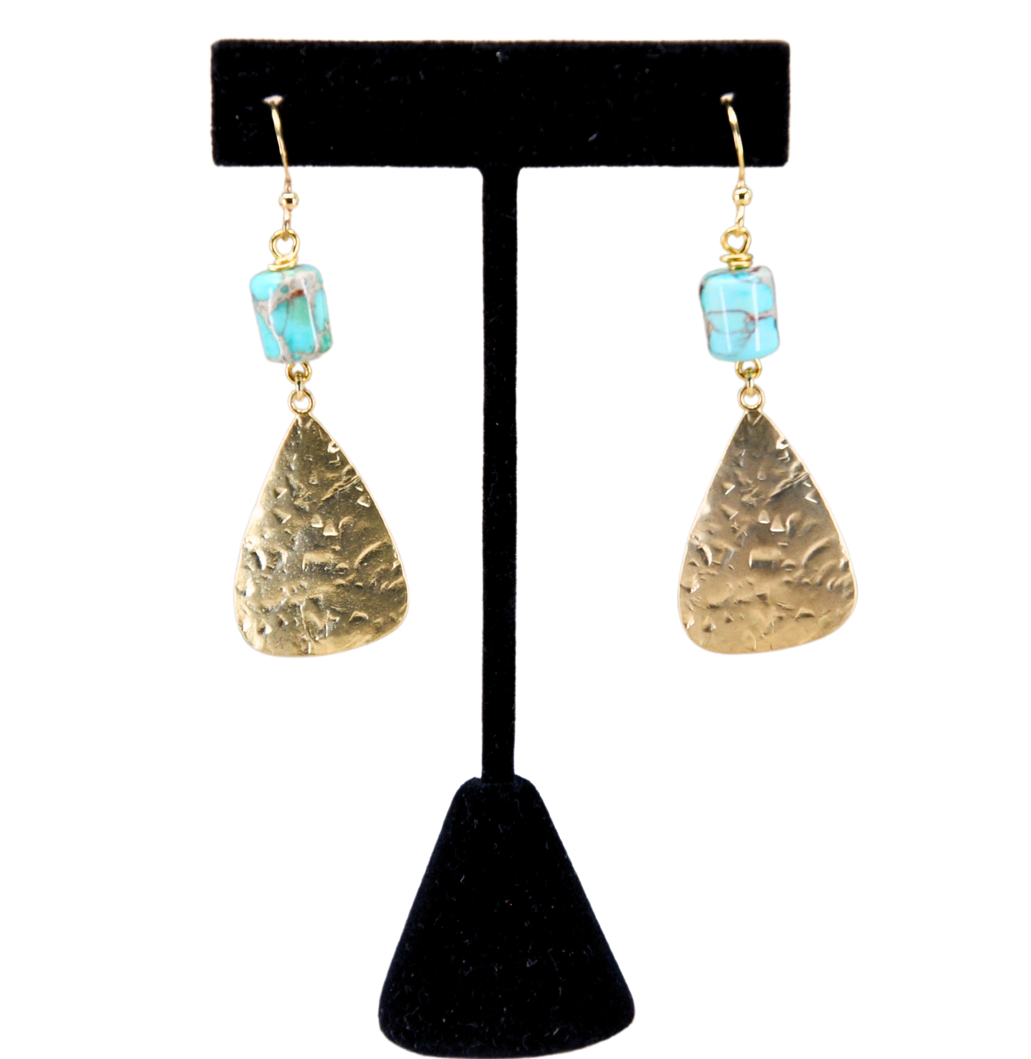 Vintage Gold & Turquoise Drop Earrings