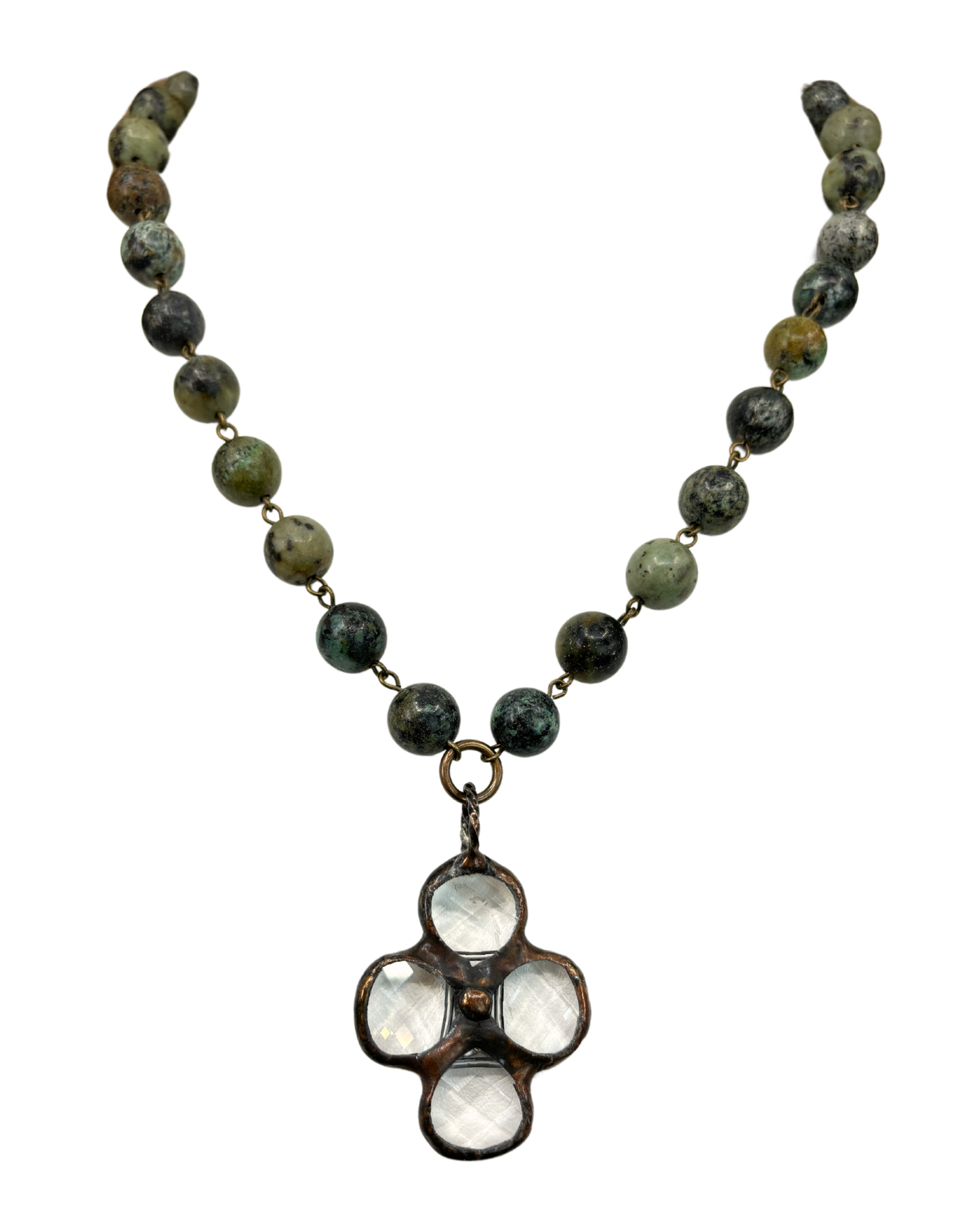 Vintage Crystal Soldered Pendant Necklace