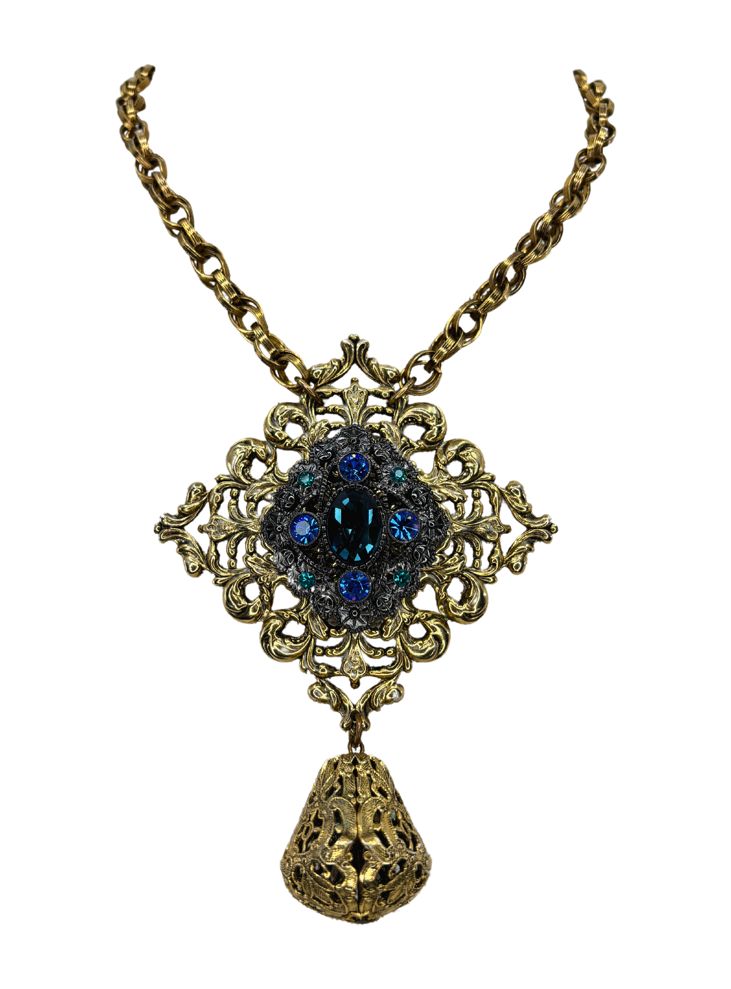 Vintage Diamond-Shaped Brooch Necklace