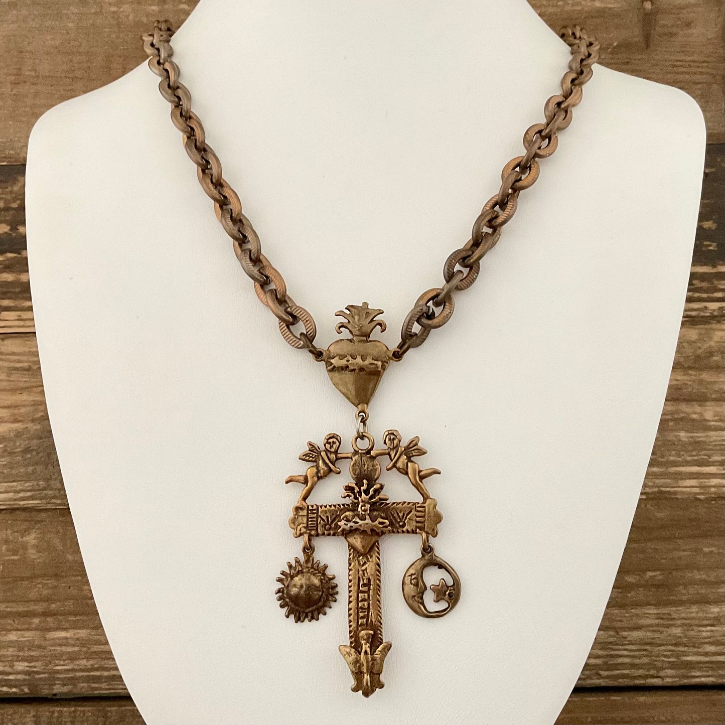 Antique Brass Chain with Cross Pendant 18"