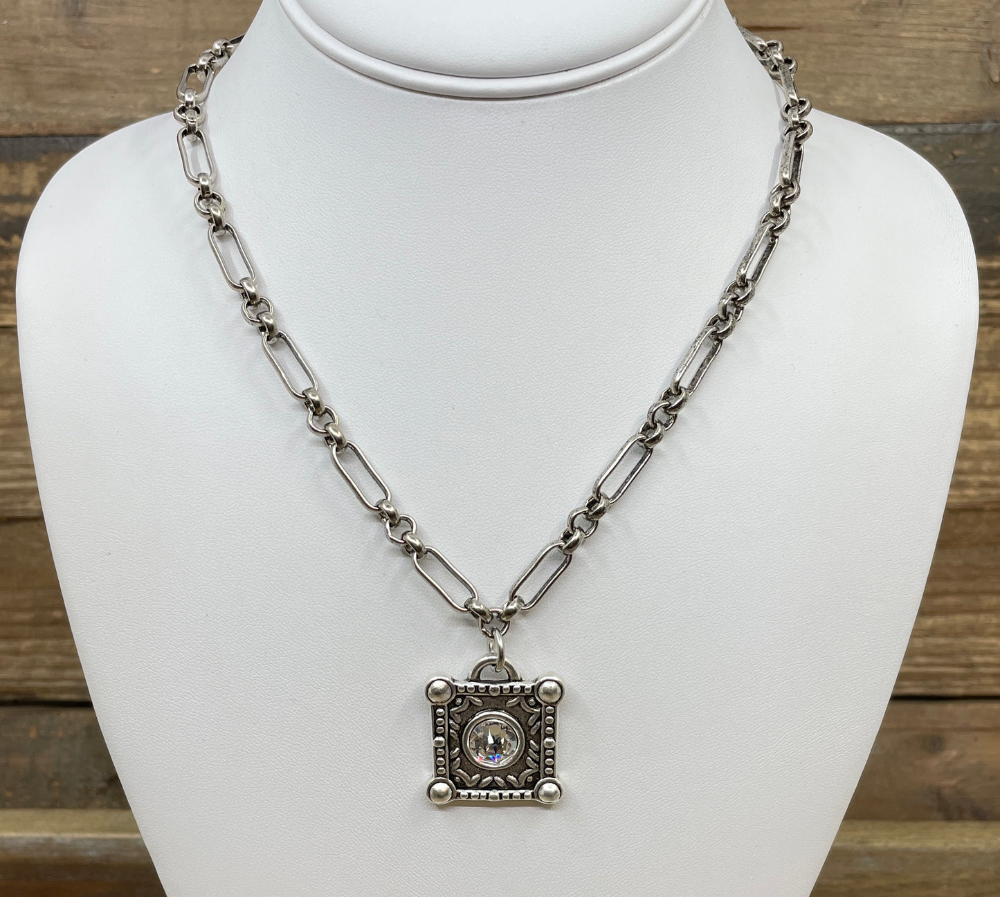 Sterling Plated 18" Chain with Swarovski Crystal Pendant