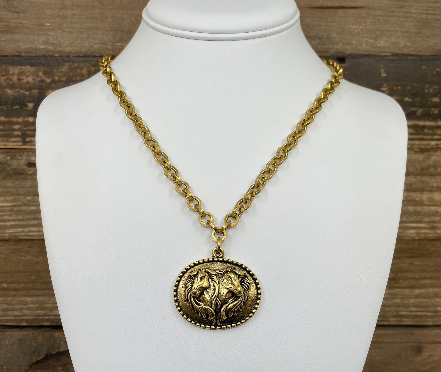 Gold Plated 18" Chain with Vintage Horse Pendant